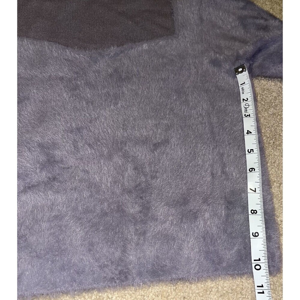 Aritzia Sunday Best Medium Elsie Long Sleeve Sweater Crop Top Women Gray Fuzzy - Picture 6 of 16